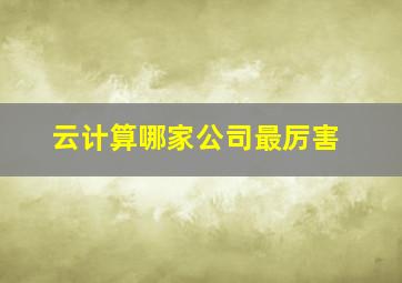 云计算哪家公司最厉害