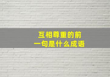 互相尊重的前一句是什么成语