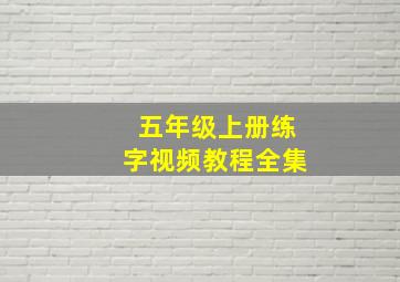 五年级上册练字视频教程全集