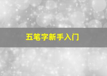 五笔字新手入门