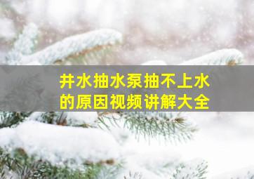 井水抽水泵抽不上水的原因视频讲解大全