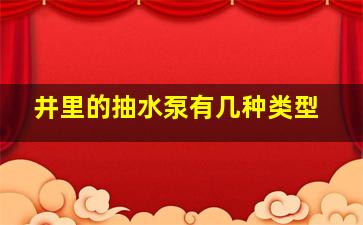 井里的抽水泵有几种类型