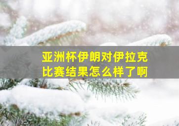 亚洲杯伊朗对伊拉克比赛结果怎么样了啊