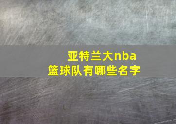 亚特兰大nba篮球队有哪些名字