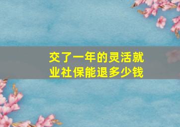 交了一年的灵活就业社保能退多少钱