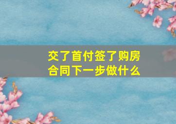 交了首付签了购房合同下一步做什么