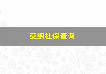 交纳社保查询