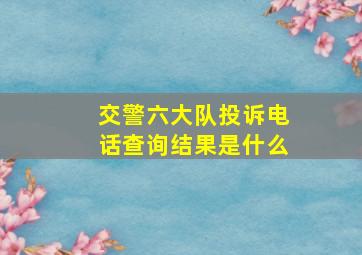 交警六大队投诉电话查询结果是什么