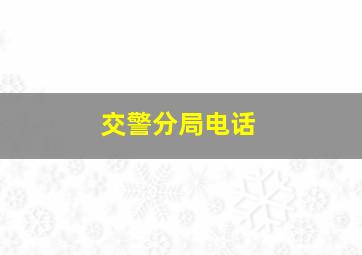 交警分局电话