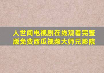 人世间电视剧在线观看完整版免费西瓜视频大师兄影院