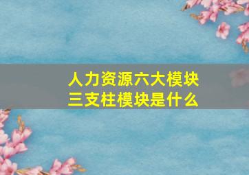 人力资源六大模块三支柱模块是什么