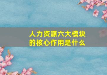 人力资源六大模块的核心作用是什么