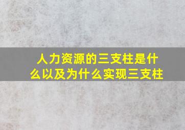 人力资源的三支柱是什么以及为什么实现三支柱