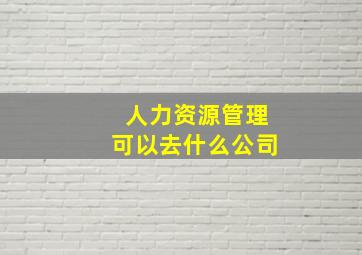 人力资源管理可以去什么公司