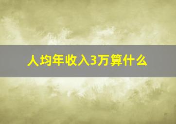 人均年收入3万算什么