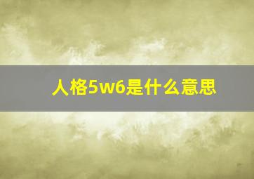 人格5w6是什么意思