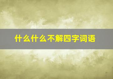 什么什么不解四字词语