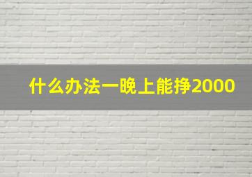 什么办法一晚上能挣2000