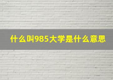 什么叫985大学是什么意思