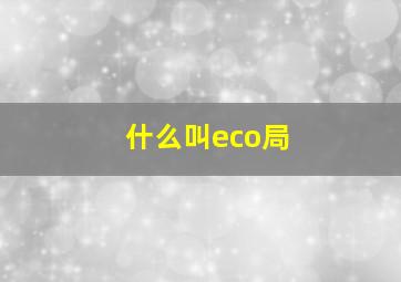 什么叫eco局