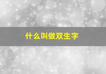 什么叫做双生字