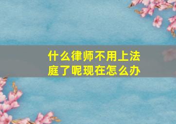 什么律师不用上法庭了呢现在怎么办