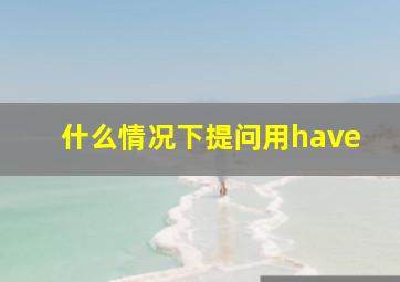 什么情况下提问用have