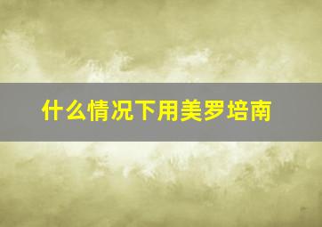 什么情况下用美罗培南