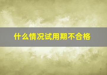 什么情况试用期不合格