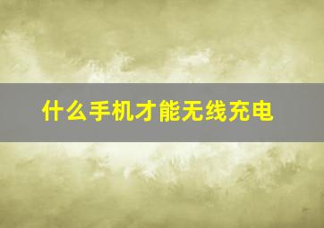 什么手机才能无线充电