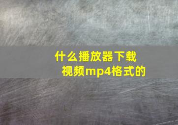 什么播放器下载视频mp4格式的