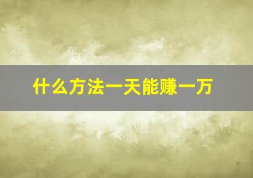 什么方法一天能赚一万