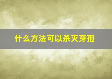 什么方法可以杀灭芽孢