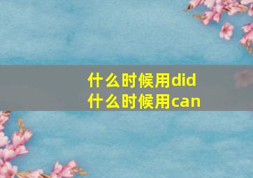 什么时候用did什么时候用can