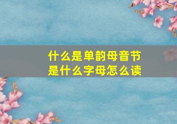 什么是单韵母音节是什么字母怎么读