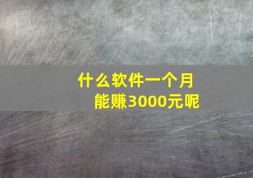 什么软件一个月能赚3000元呢