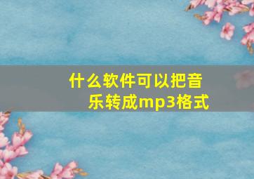 什么软件可以把音乐转成mp3格式