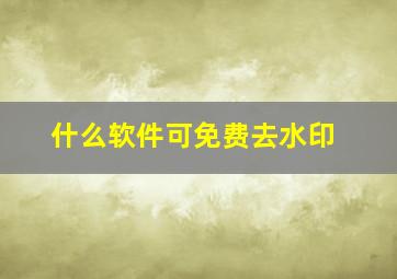 什么软件可免费去水印