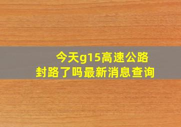 今天g15高速公路封路了吗最新消息查询