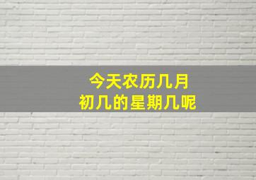 今天农历几月初几的星期几呢