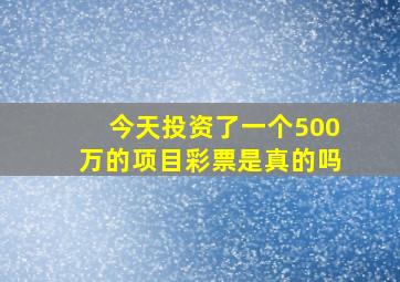 今天投资了一个500万的项目彩票是真的吗