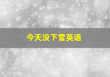 今天没下雪英语