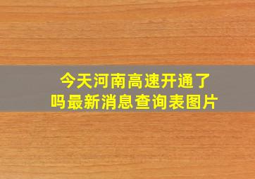 今天河南高速开通了吗最新消息查询表图片