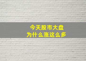 今天股市大盘为什么涨这么多