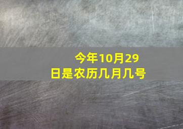 今年10月29日是农历几月几号