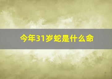 今年31岁蛇是什么命