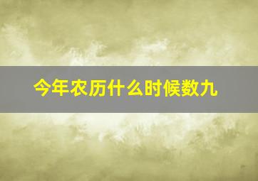 今年农历什么时候数九