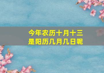 今年农历十月十三是阳历几月几日呢