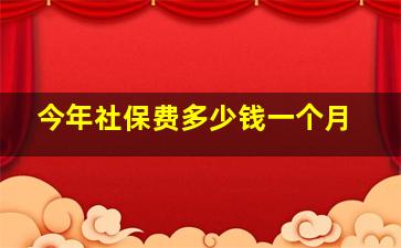 今年社保费多少钱一个月