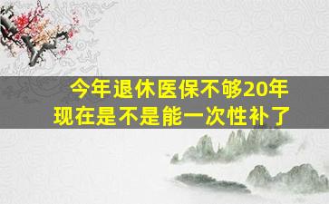 今年退休医保不够20年现在是不是能一次性补了